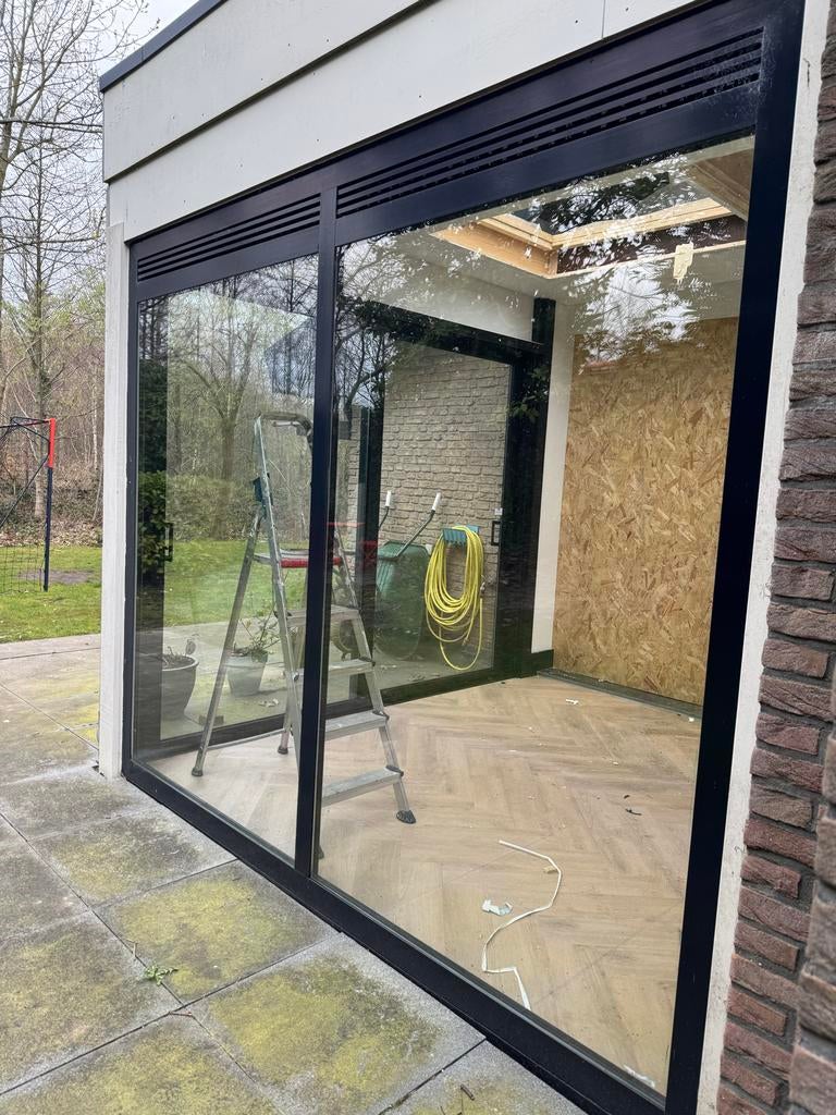 Schuifpuien en raamwerken serre, aluminium, dubbel glas, Ophalen, Gebruikt, Aluminium, Inclusief glas