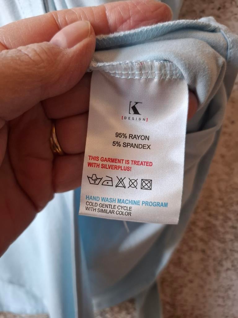 K-design lichtblauwe blouse rekbaar maat: XXL/44, K-design, Blauw, Maat 42/44 (L), Nieuw