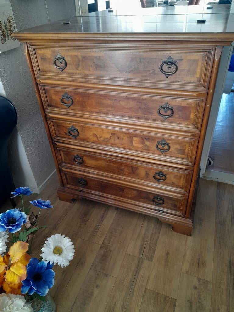 Brocante houten ladekast met klep (drankkast), Huis en Inrichting, Kasten | Overige, Ophalen of Verzenden