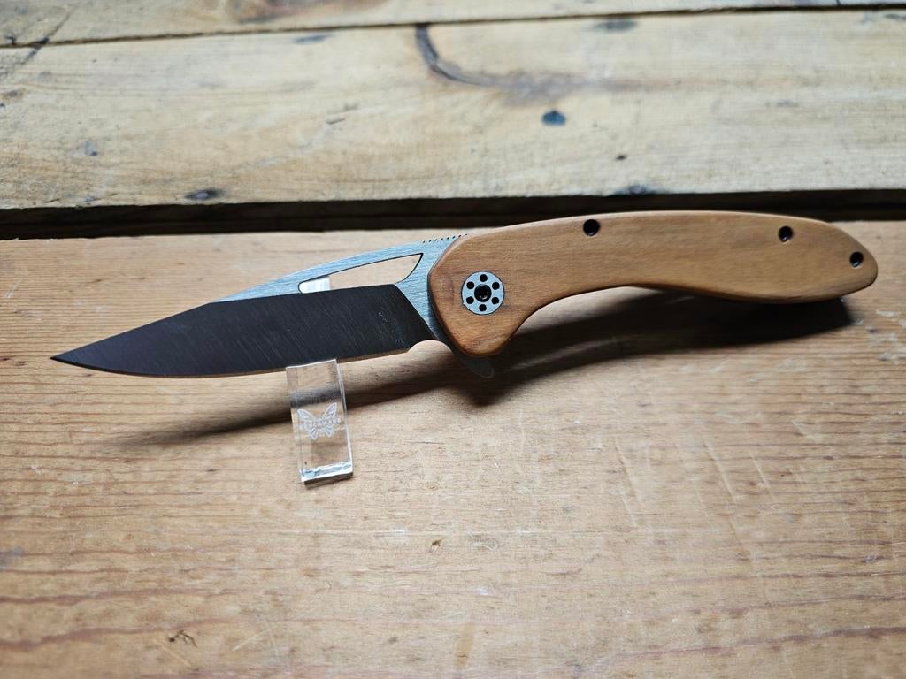 N690 staal handgemaakt Olijfhout edc zakmes, Ophalen of Verzenden