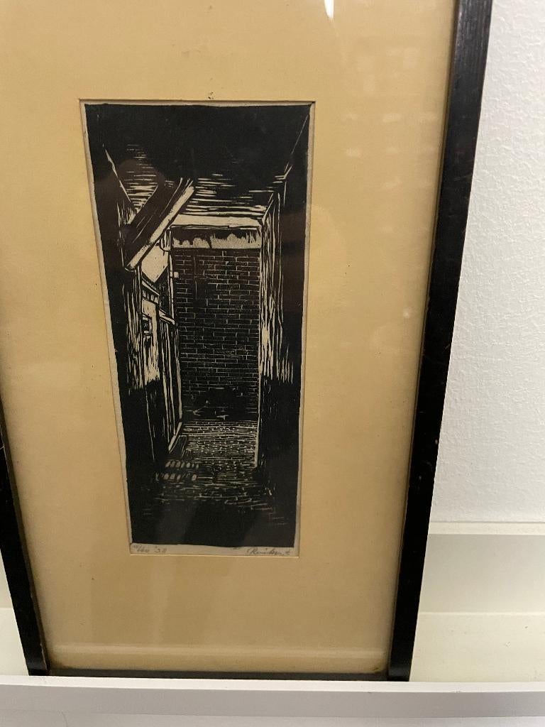 Houtgravure van René – ’39 – Stal 10/60, Dagelijks leven, Houtsnede, 1900 - 1949, Ingelijst