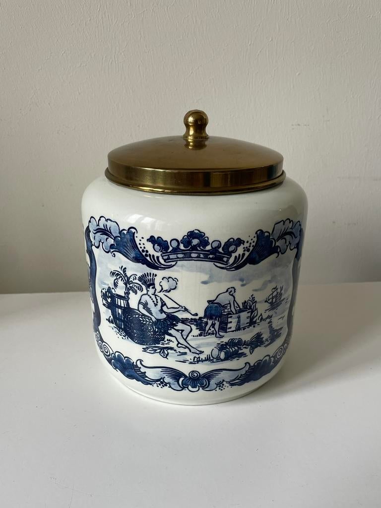 Tabak pot, Royal Goedewaagen Gouda. blauw/wit, Antiek en Kunst, Ophalen of Verzenden