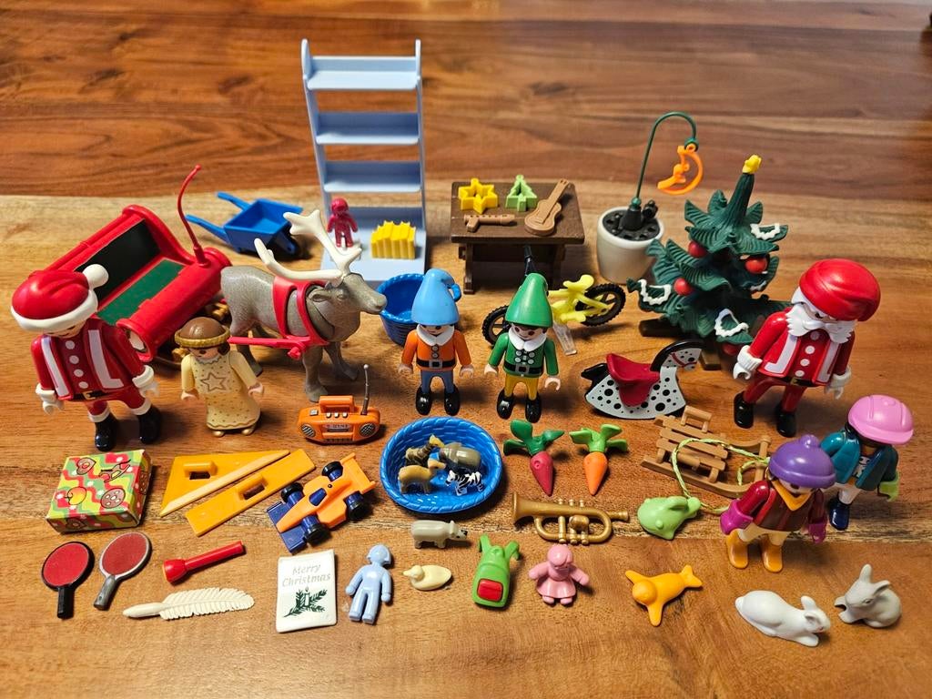Playmobil kerst set, kinderen met slee, kerstboom, kerstman, Ophalen of Verzenden, Gebruikt
