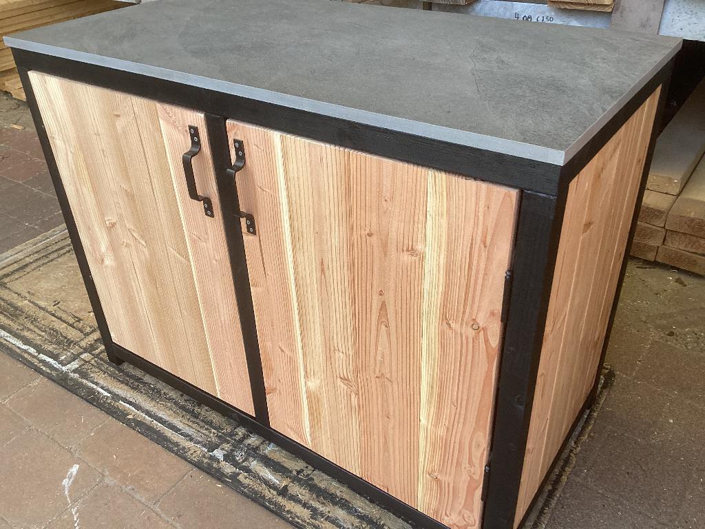 Buitenkast, buitenkeuken vandouglas hout, keramisch blad, Tuin en Terras, Buitenkeukens, Ophalen of Verzenden, Nieuw, Houtskool