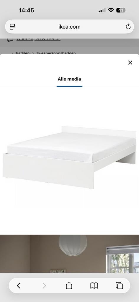 Ikea Vihals bed wit met matras 140, Huis en Inrichting, Slaapkamer | Bedden, Ophalen, Gebruikt, Wit, Tweepersoons