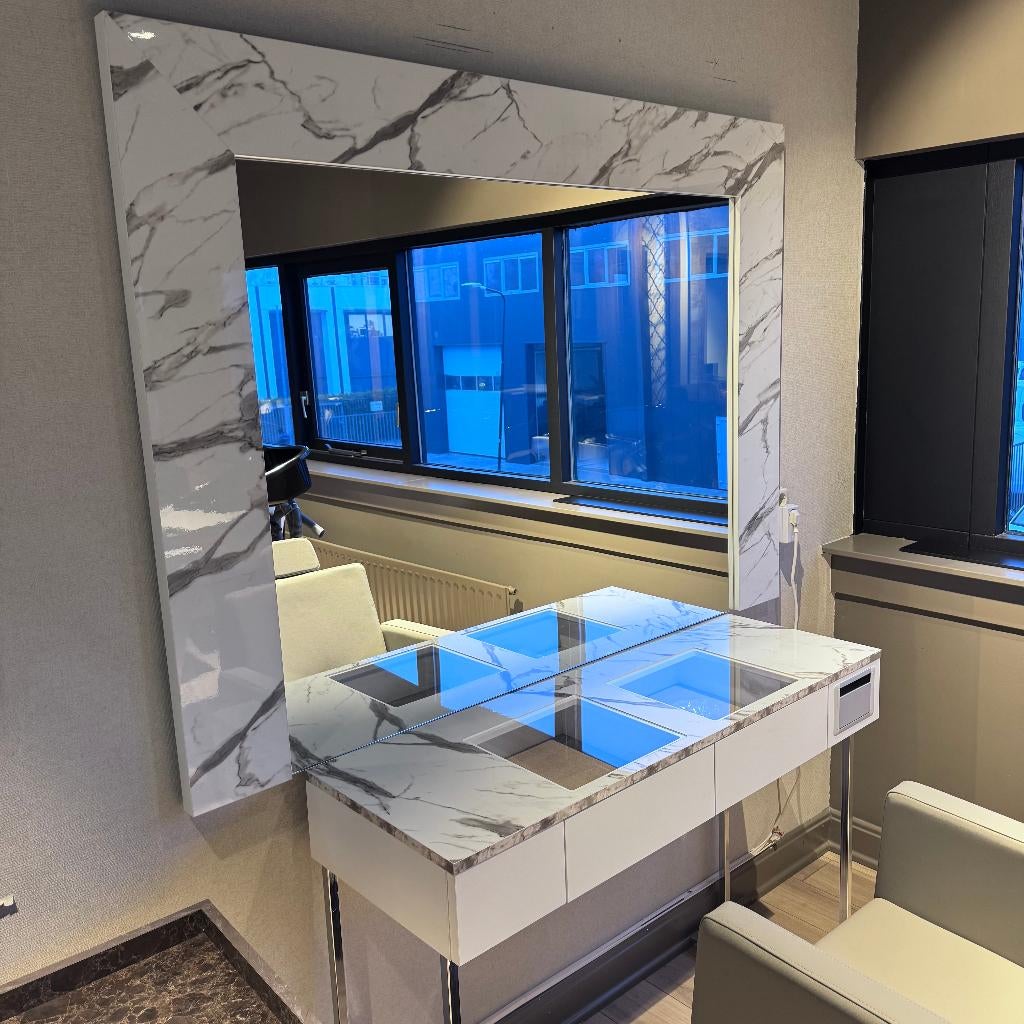 Kaptafel Marmer wit make up spiegel mua kapsalon beauty, Huis en Inrichting, Kasten | Wandmeubels, 250 tot 300 cm, Nieuw, Ophalen of Verzenden