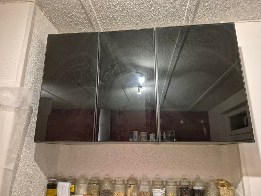 IKEA Keuken Hangkasten met Glazen Deuren - Zwart, Ophalen, Gebruikt, 100 tot 150 cm, Zwart