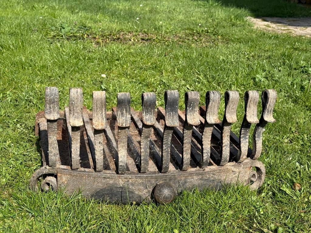 Antieke ijzeren haardrooster, Ophalen, Gebruikt, Vrijstaande haard, Houthaard