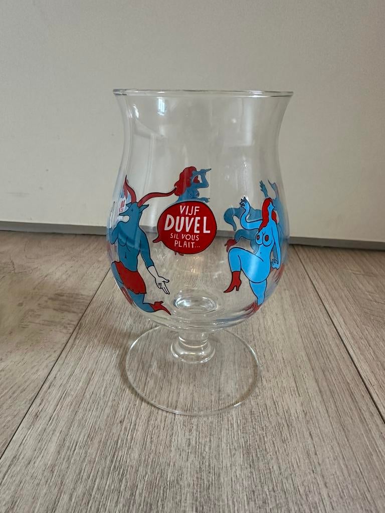 Duvel parra glas 2010 piet parra parra art, Ophalen of Verzenden, Zo goed als nieuw, Glas of Glazen, Duvel