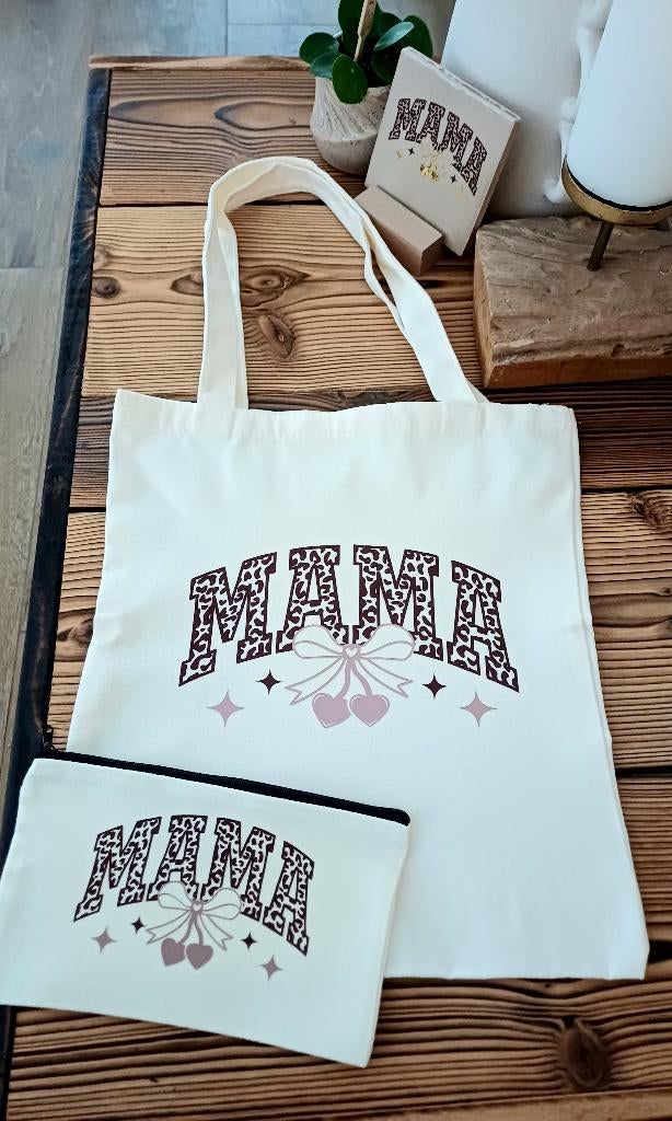 Canvas tas met 'MAMA' opdruk, Sieraden, Tassen en Uiterlijk, Tassen | Damestassen, Ophalen of Verzenden, Nieuw, Beige, Shopper