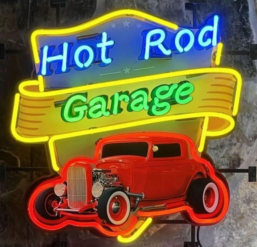 Hotrod garage neon & veel andere USA mancave decoratie neons, Lichtbak of (neon) lamp, Nieuw, Ophalen of Verzenden, Info@americansaleshop.nl