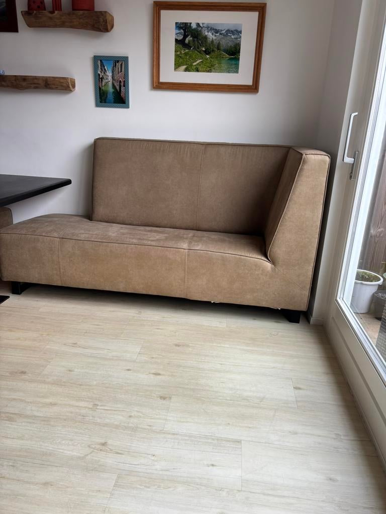 Suede eettafel hoekbank van EigenStijlWonen, Huis en Inrichting, Ophalen, Zo goed als nieuw, Stof
