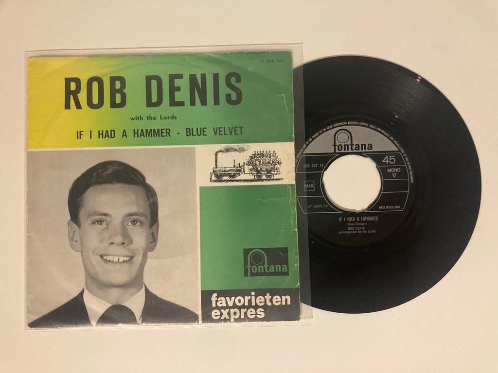 Rob Denis - If i had a hammer / Blue velvet, Cd's en Dvd's, Ophalen of Verzenden, 7 inch, Single
