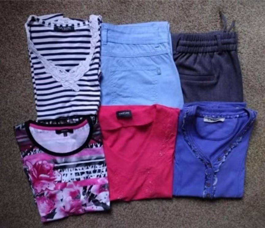 Dames merkkleding broeken/ shirts (maat M) zie foto's, Ophalen, Zo goed als nieuw, Maat 38/40 (M)