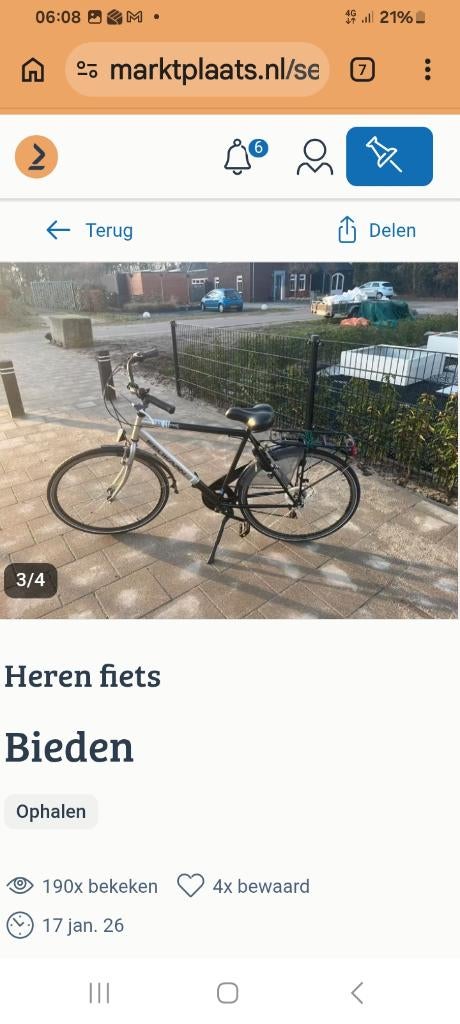 Heren fiets,Pelikaan, Ophalen, Gebruikt, Overige merken