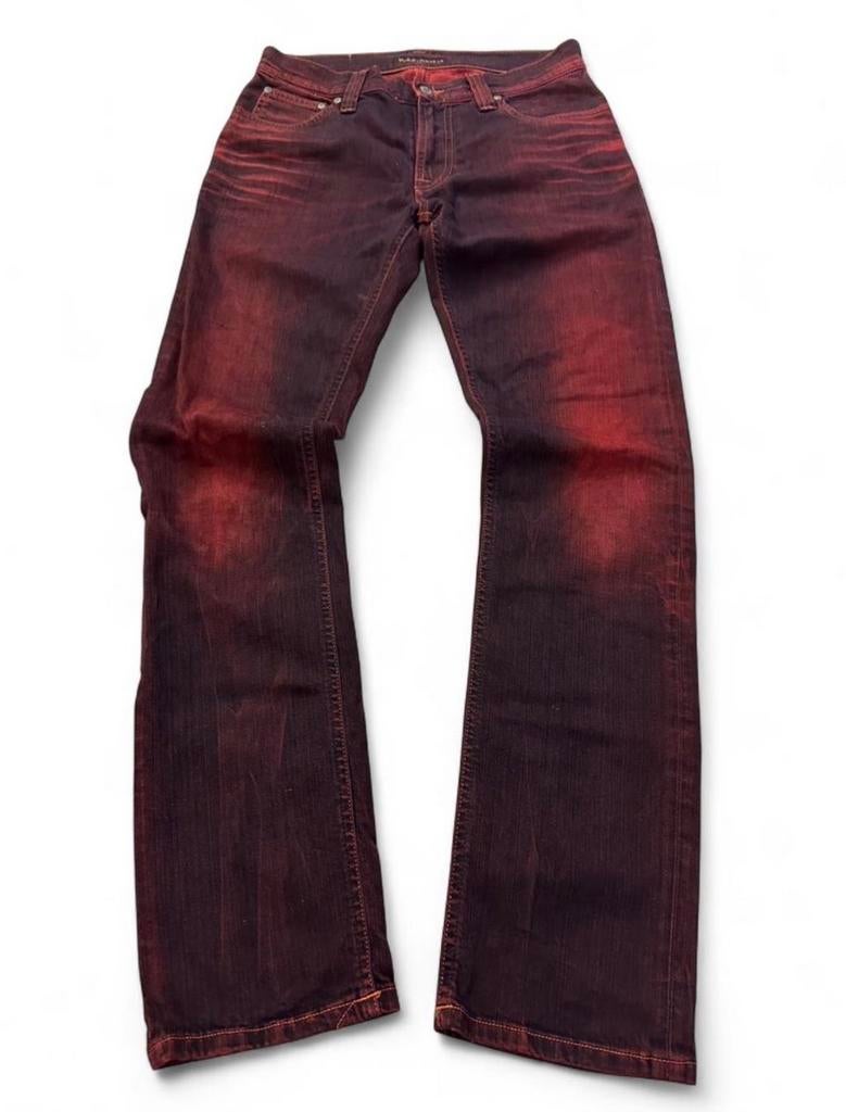 Nudie Jeans Thin Finn Bright Red Indigo 30x32 - Made in Ital, Ophalen of Verzenden, Gedragen, Overige kleuren, W32 (confectie 46) of kleiner