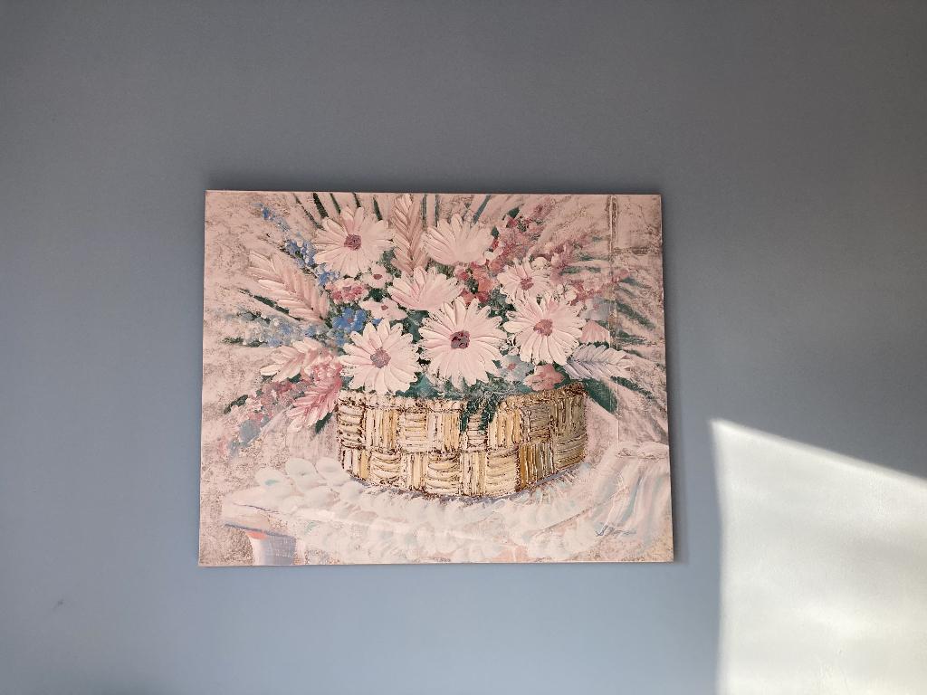 Bloemenschilderij pastel, Ophalen, Zo goed als nieuw, Schilderij, 100 tot 125 cm