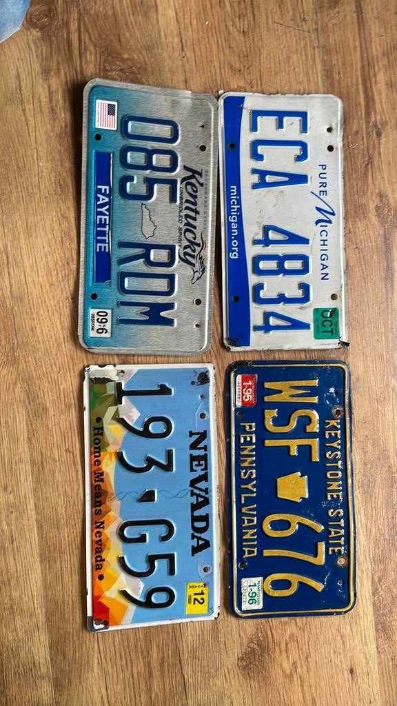 4 Amerikaanse kentekenplaten USA, Verzamelen, Automerken, Motoren en Formule 1, Ophalen of Verzenden, Zo goed als nieuw, Auto's