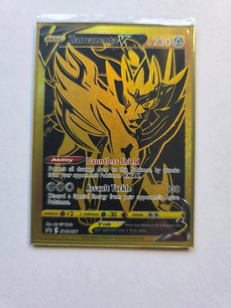 Pokémon TCG Zamazenta V Gold Secret Rare Kaart, Verzenden, Zo goed als nieuw, Losse kaart, Foil
