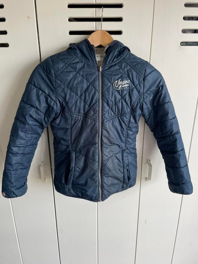 Jas Vingino omkeerbaar blsuw/ zilver maat 140, Kinderen en Baby's, Ophalen of Verzenden, Gebruikt, Meisje, Jas