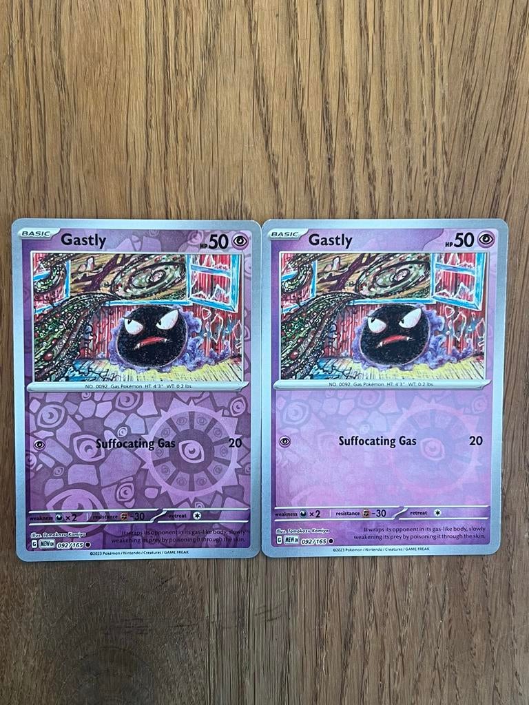 Gastly 092/165 Reverse Holo Pokémon kaart 151 set, Ophalen of Verzenden, Zo goed als nieuw, Losse kaart, Foil