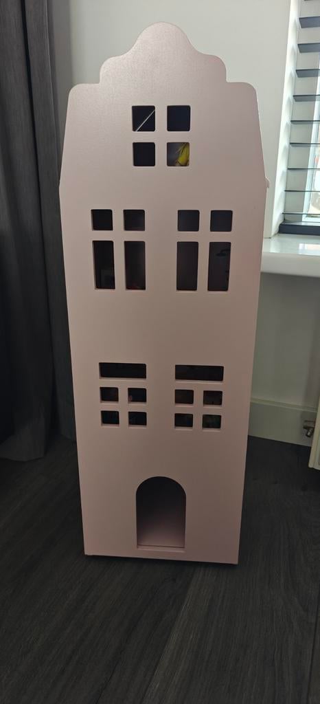 Houten poppenhuis met inrichting en poppetjes, Kinderen en Baby's, Speelgoed | Poppenhuizen, Poppenhuis, Ophalen