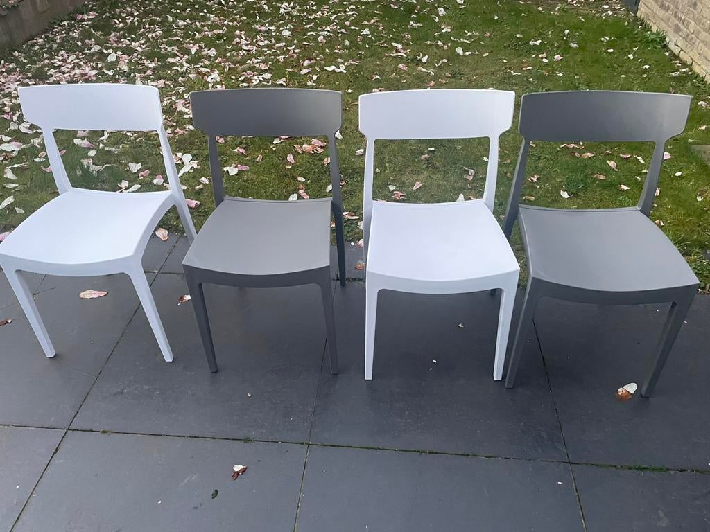 Tuinstoelen set van 6 wit of antraciet. Nieuw!! 99,-, Huis en Inrichting, Stoelen, Ophalen, Kunststof, Wit, Nieuw