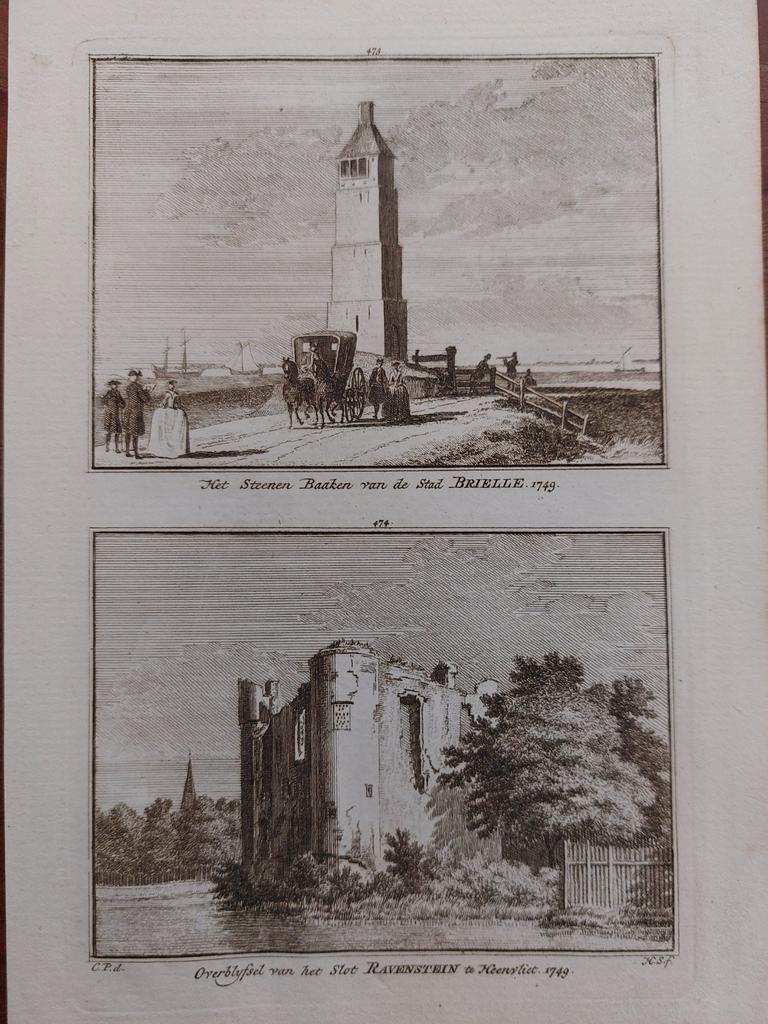 473-474 / Stenen Baken Brielle - slot Ravenstein Heenvliet, Ophalen of Verzenden