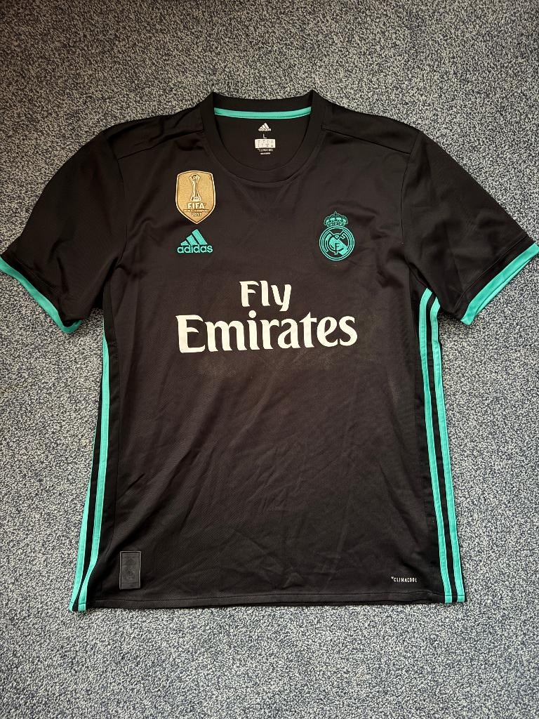 Real Madrid 2017/18 uitshirt #9 Benzema, Maat L, Ophalen of Verzenden, Zo goed als nieuw, Shirt