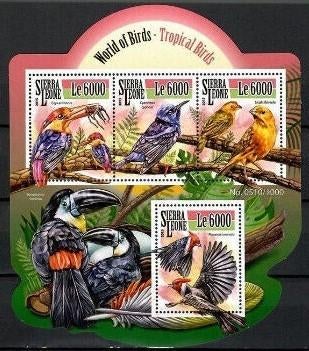 VOGELS= TOEKAN e.a. = Bijzonder bl. v SIERRA LEONE-RB5336, Postzegels en Munten, Verzenden, Postfris, Dier of Natuur