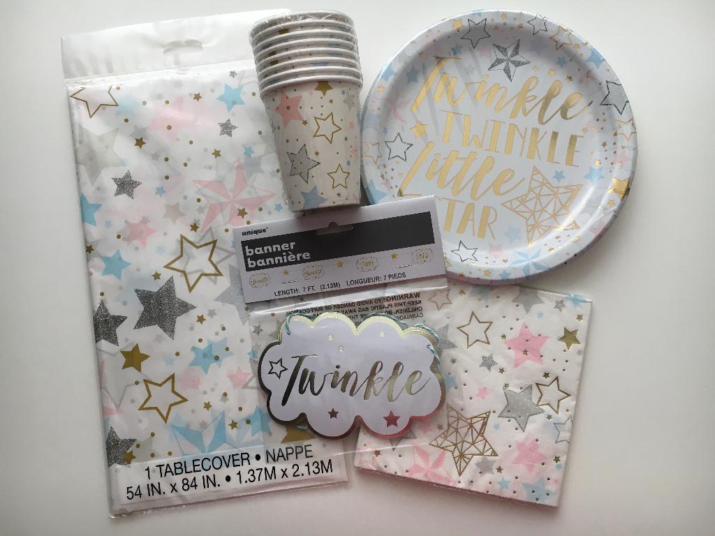 Pakket feestversiering Twinkle Twinkle | geboorte verjaardag, Ophalen of Verzenden, Nieuw, Feestartikel