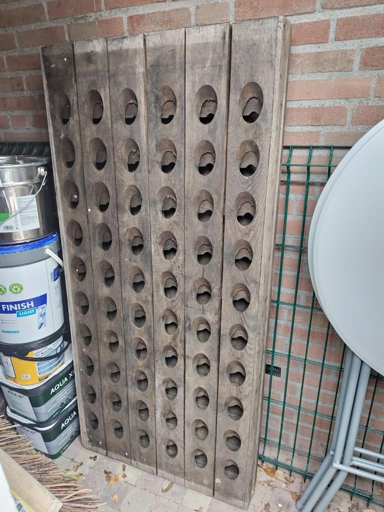 Pupitre champagne rek - 120 flessen, Ophalen, Hout, 75 cm of meer, 25 flessen of meer