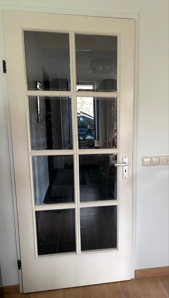 Binnendeur opdek 88x211,5 met facetglas, Ophalen, Gebruikt, 80 tot 100 cm, Binnendeur