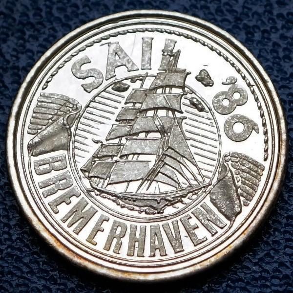 Gedenkpenning Sail 86 Bremerhaven met Georg Fock, Ophalen, Zilver, Buitenland