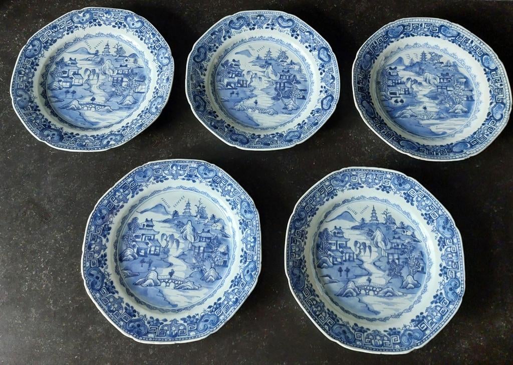 5 antieke borden Chinees porselein, Ophalen of Verzenden