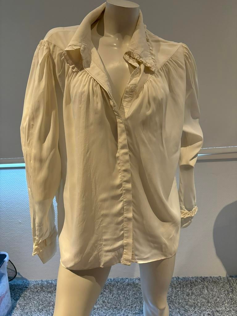 Twinset tule blouse crème kleurig maat it 46, ., Wit, Maat 42/44 (L), Ophalen of Verzenden