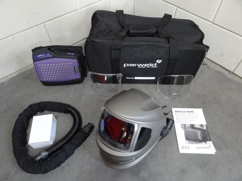 Parweld XR943A Lashelm met opklapbaar slijpvizier/Lucht unit
