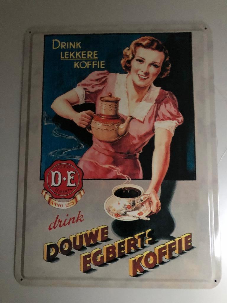 reclamebord Douwe Egberts vintage 2 verschillende reclame, Ophalen of Verzenden, Zo goed als nieuw, Reclamebord