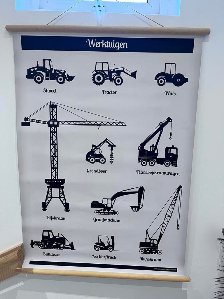 Kinder decoratie auto’s voertuigen poster  kinderkamer, Ophalen, Zo goed als nieuw, Wanddecoratie