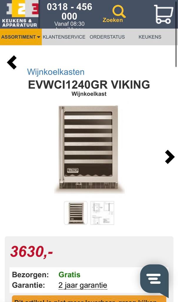 Prachtige Viking Wijnkoelkast Wijnklimaatkast Wijnkoeler, Witgoed en Apparatuur, Koelkasten en IJskasten, Ophalen of Verzenden