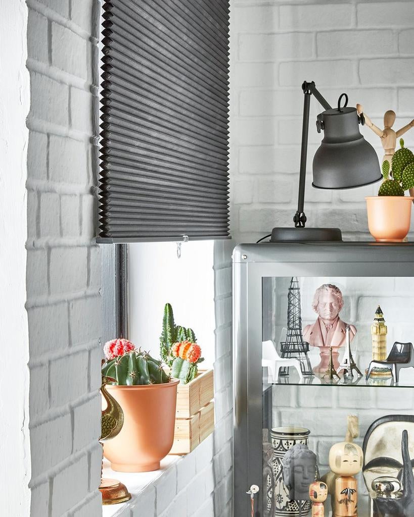 2x Grijze plisségordijnen HOPPVALS 80x 210 cm, Ophalen, 200 cm of meer, Nieuw, 50 tot 100 cm