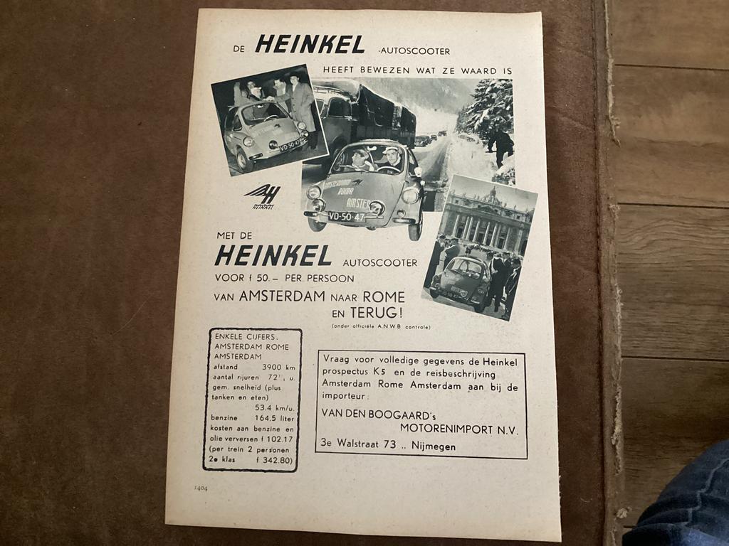 HEINKEL AUTOSCOOTER 1956, Ophalen of Verzenden, Overige merken