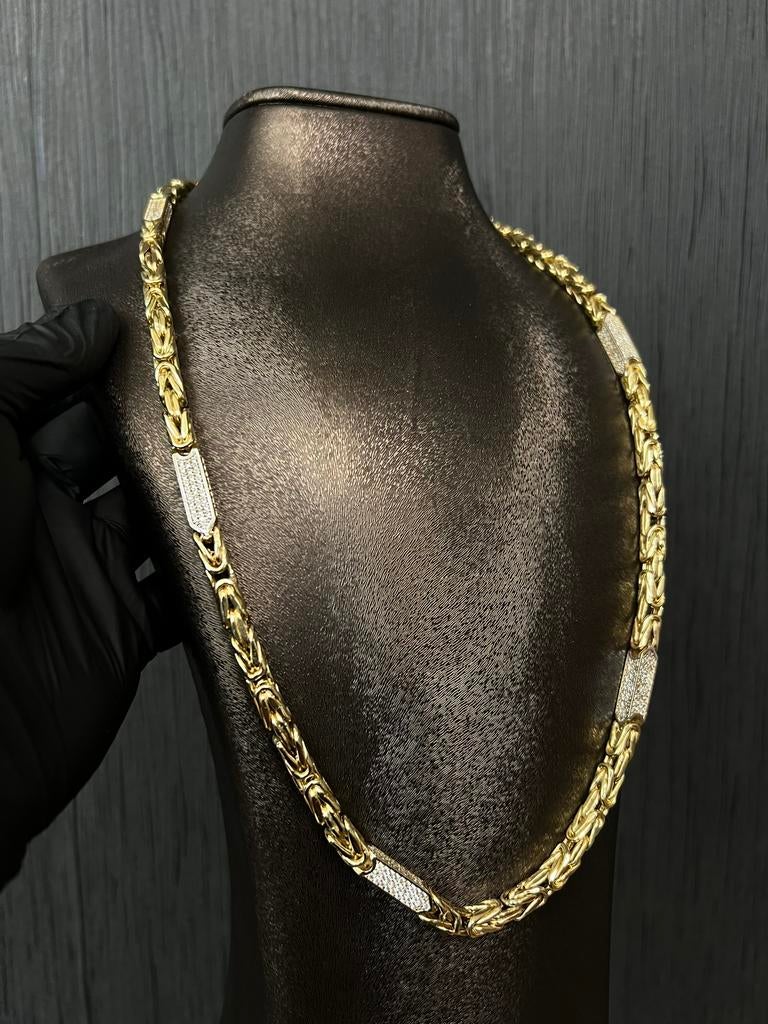 14k gouden koningsketting dik schakel ketting, Sieraden, Tassen en Uiterlijk, Kettingen, Ophalen of Verzenden, Zo goed als nieuw
