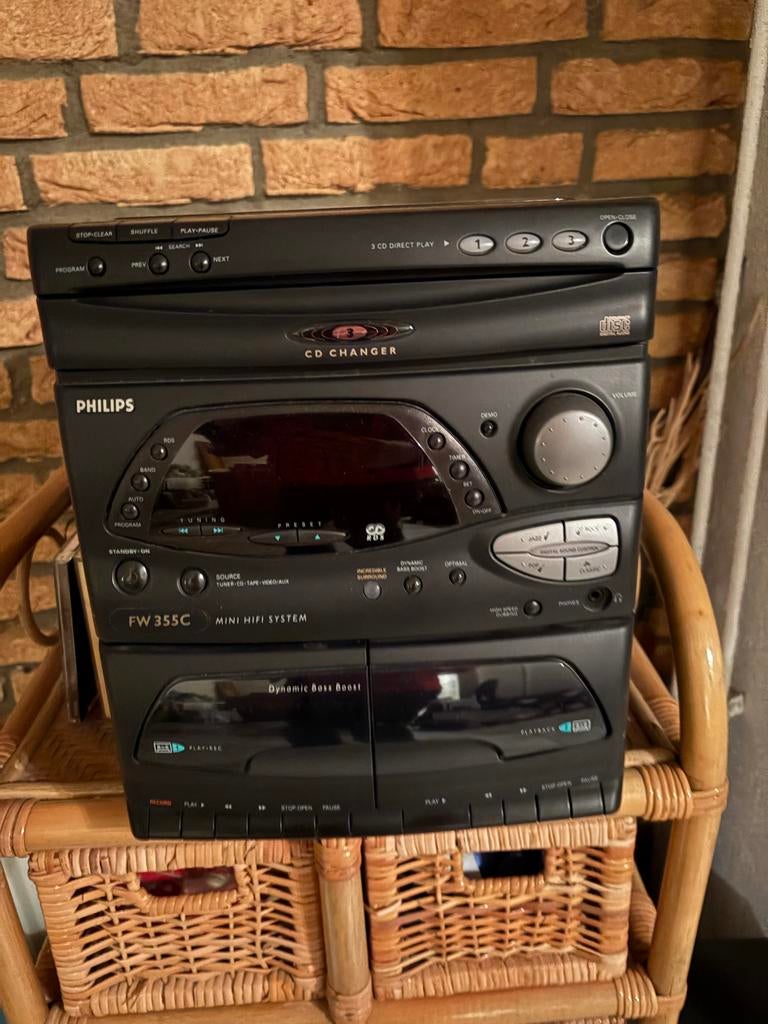 Philips FW355C Mini Hifi Systeem met 2 boxen, Ophalen, Philips, Gebruikt, Cassettedeck