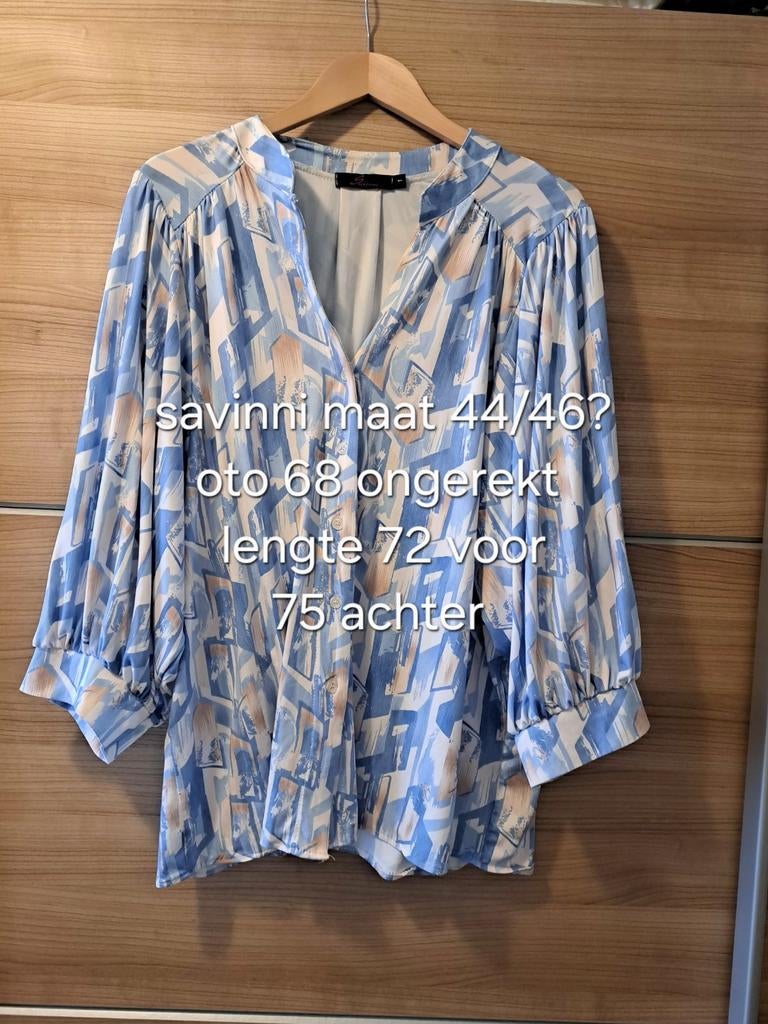 Savinni blouse  maat xxl/44/46?, Kleding | Dames, Blouses en Tunieken, Savinni, Blauw, Maat 46/48 (XL) of groter, Ophalen of Verzenden