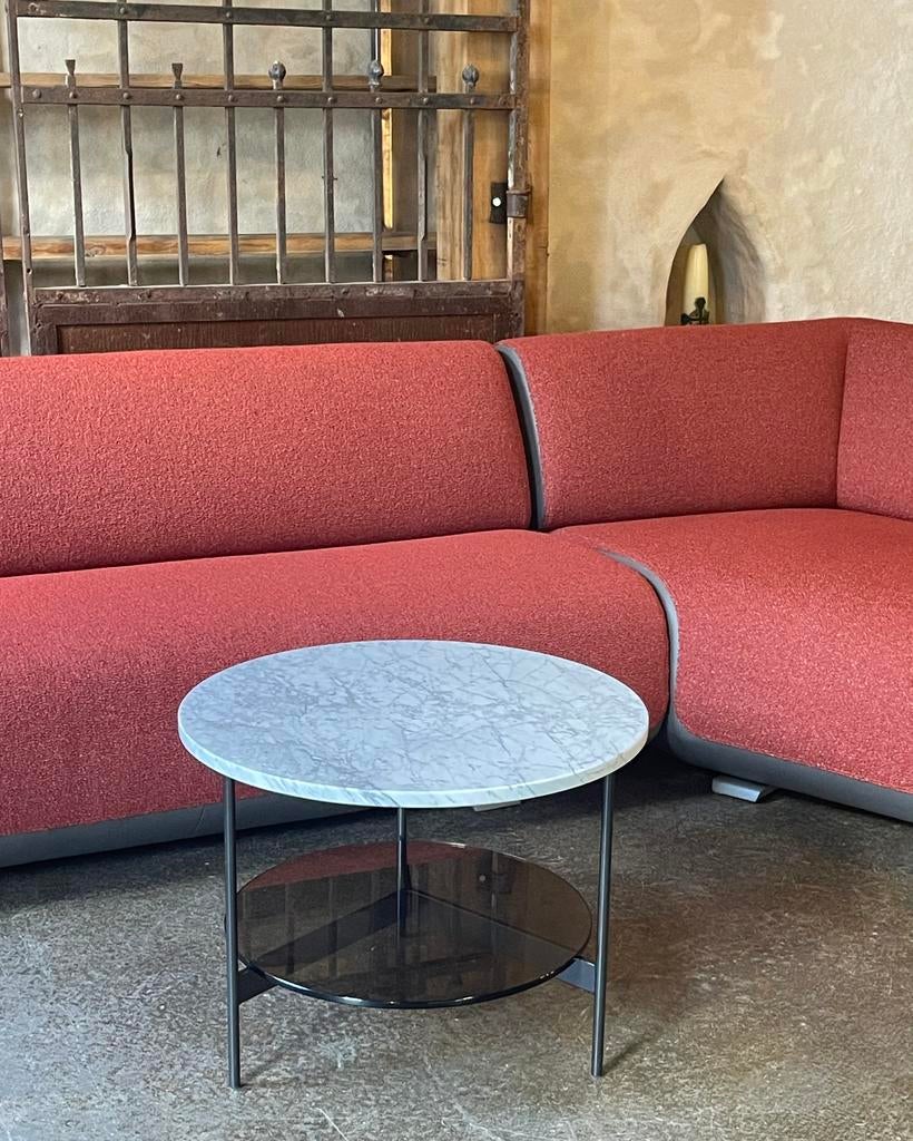 Leolux salontafel Tampa round double marmer, Ophalen, 50 tot 100 cm, Nieuw, Minder dan 50 cm