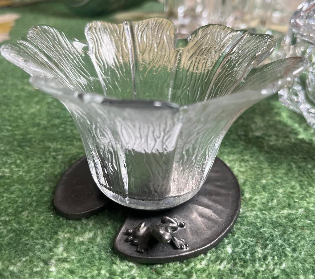 Fins glas met Etain tin zinn Pewter vintage, Ophalen of Verzenden
