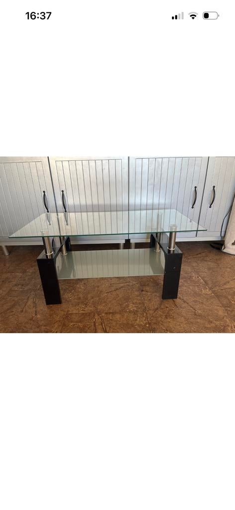 Glazen salontafel - 100x50x45 cm, Huis en Inrichting, Tafels | Salontafels, Ophalen, Gebruikt, 50 tot 100 cm, Glas