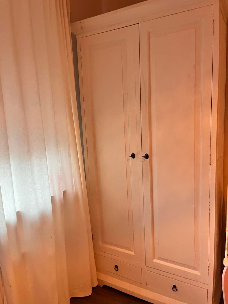 Teak kast wit geverfd - opknapper, Ophalen, Gebruikt, 100 tot 150 cm, Teakhout