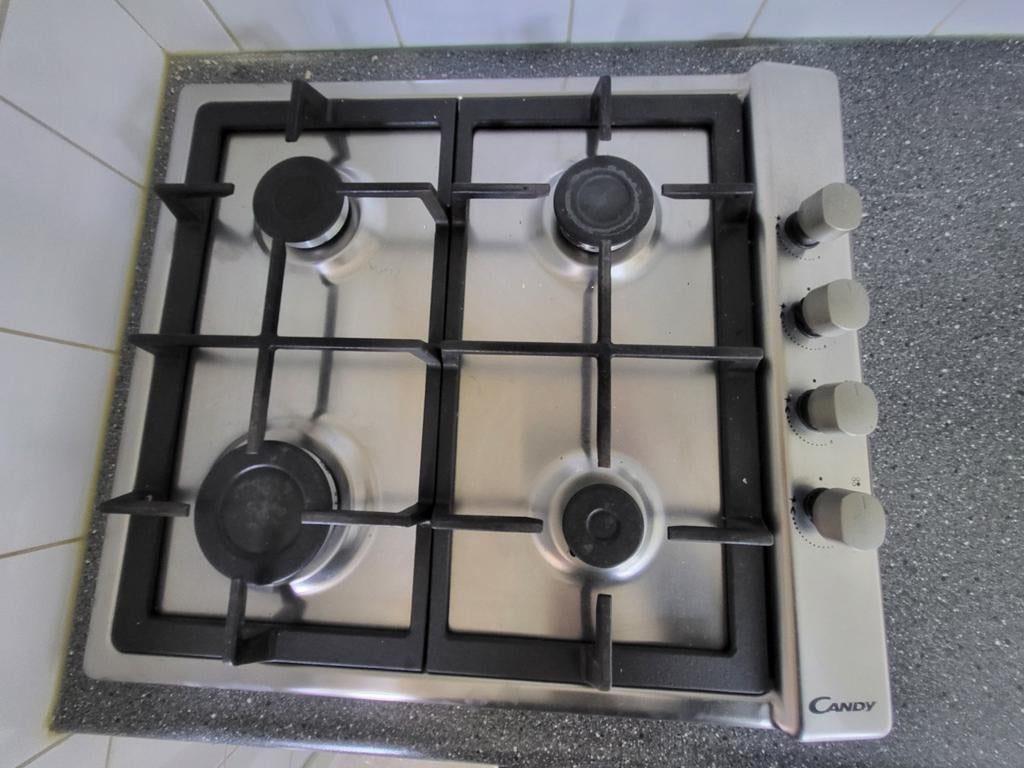 4 pits rvs gasstel kooktoestel inbouw goed werkend, Gebruikt, Inbouw, Gas, 4 kookzones